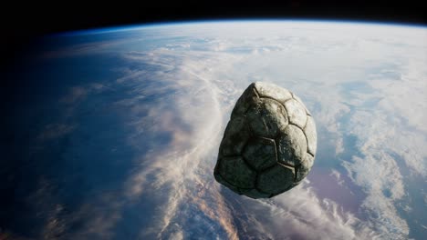 Viejo-Balón-De-Fútbol-En-El-Espacio-En-órbita-Terrestre